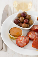 chourico with olives and pate
