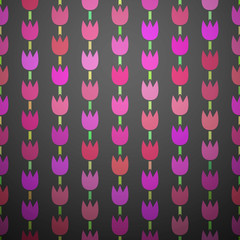 Geometrical dark random different pink tulip floral seamless