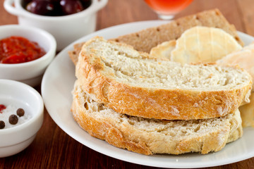 bread with olives and sauce