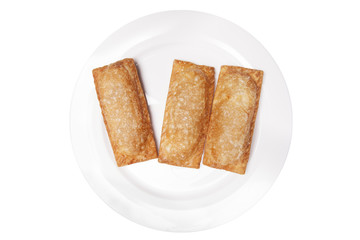 Delicious baked pie with plate,isolated with clipping paths