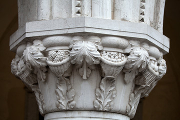 Venice -  the capitals of the columns of the Ducal Palace