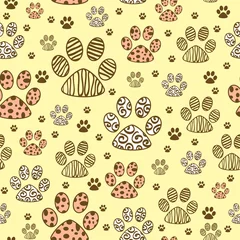 Muurstickers Naadloos patroon met dierenpoten © paw