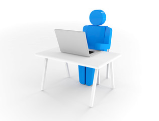 Fototapeta premium 3d white man working