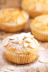 Almond muffins sprinkled with sugar