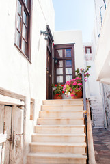 Traditional greek alley on Naxos island, Greece
