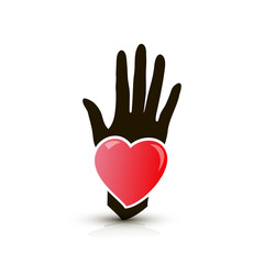 Obraz premium hand with heart icon