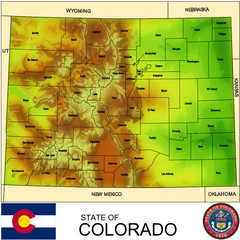 Colorado USA counties name location map background