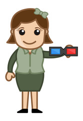 3D Glass - Office Character - Vector Illustration