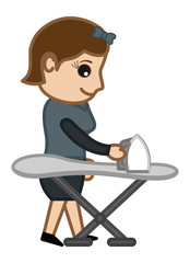 Ironing the Cloth - Office Character - Vector Illustration