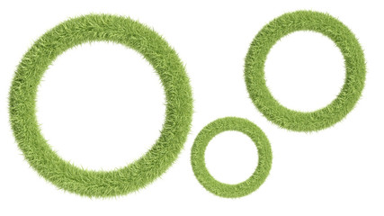 Round frame from grass isolatedon white background