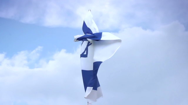 Israeli national flag waving on flagpole. Israel, Palestine