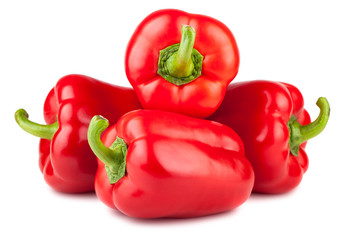 Four red ripe peppers