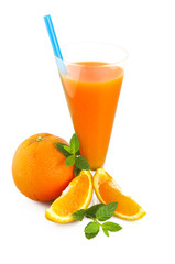 Orange fruit cocktails  close up on the white