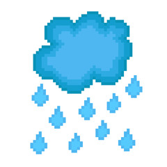 Fototapeta na wymiar Pixel icon rain cloud