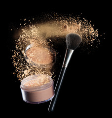 Make-up powder isolated on black background