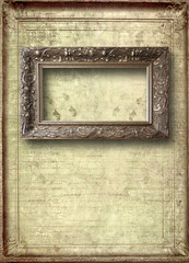 Old room, grunge interior with frames in style baroque