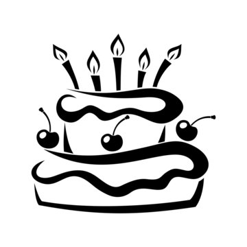 recommend clip art: Black silhouette of birthday cake. Vector illustration.