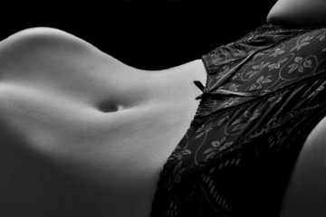 Closeup of woman abdomen and underwear artistic conversion