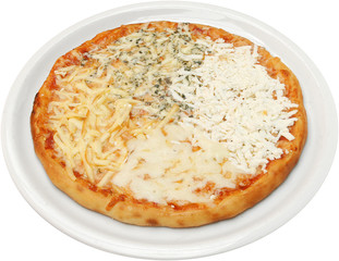 Pizza Quattro formaggi with cheese feta melted cream