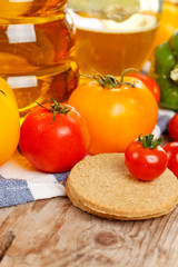 fresh vegetables and oatmeal cookies