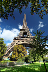 Eiffel Tower with city park  in Paris, France