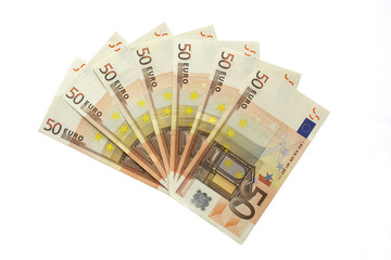 Euros banknote on a white isolated background
