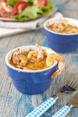 Julienne with cheese and shrimps