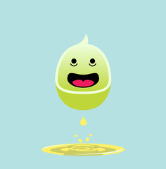 Cute kawaii animalistic abstract cartoon character pissed onesel