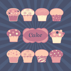 Set of  vector cupcakes