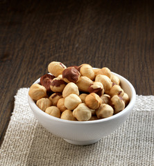 Closeup view of hazelnuts
