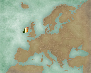 Map of Europe - Ireland (dark)