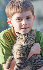 Little boy with cat