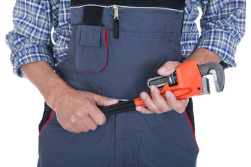 Male Worker Holding Wrench