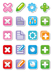 Icons for web. Delete, edit, settings or tools and add icons