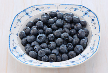 Blueberries in a pretty dish