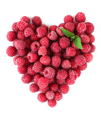 Ripe sweet raspberries isolated on white