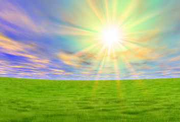 Obraz premium 草原と空