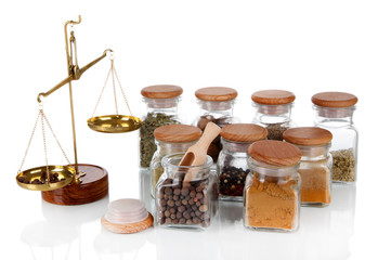 Sale of spices isolated on white