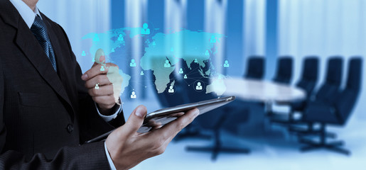 businessman working with new modern computer show social network