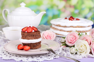 Chocolate cake with strawberry