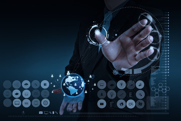 businessman working with new modern computer show social network