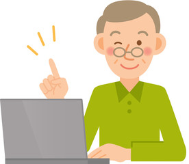 シニア男性　パソコン