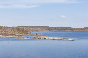 Rocky coast of lake. A landscape