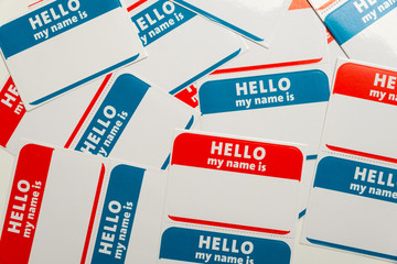 Stack of name tags or badges - 54138749