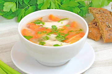 Chicken soup with vegetables