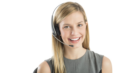 Confident Customer Service Representative Wearing Headset