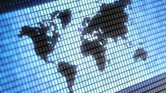 world map on screen. Looping.