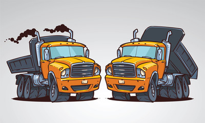 cartoon truck tipper. vector illustration isolated on white