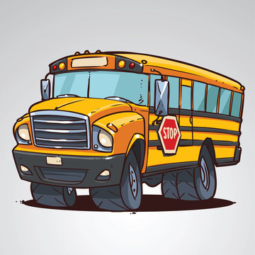 cartoon school bus isolated
