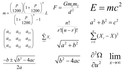 Mathematics and physics vector formulas. Layered. Editable
